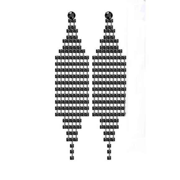 Black Rhinestone Drop Earrings - Picture 1 of 1